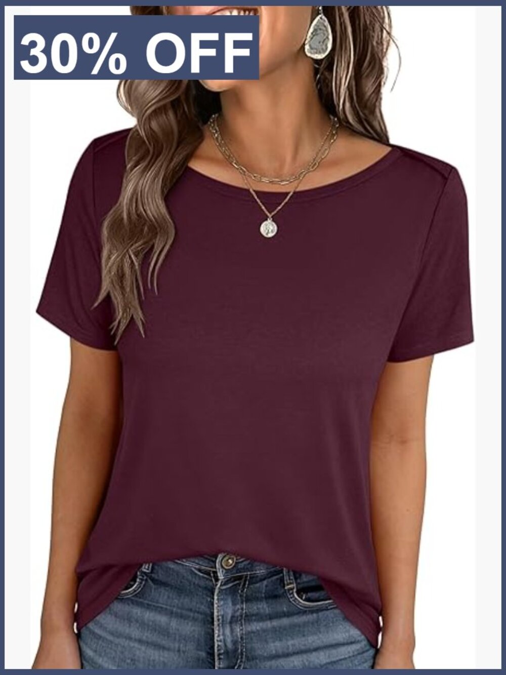 Women's Short Sleeve Boat Neck T-Shirt Casual Stretch Tee